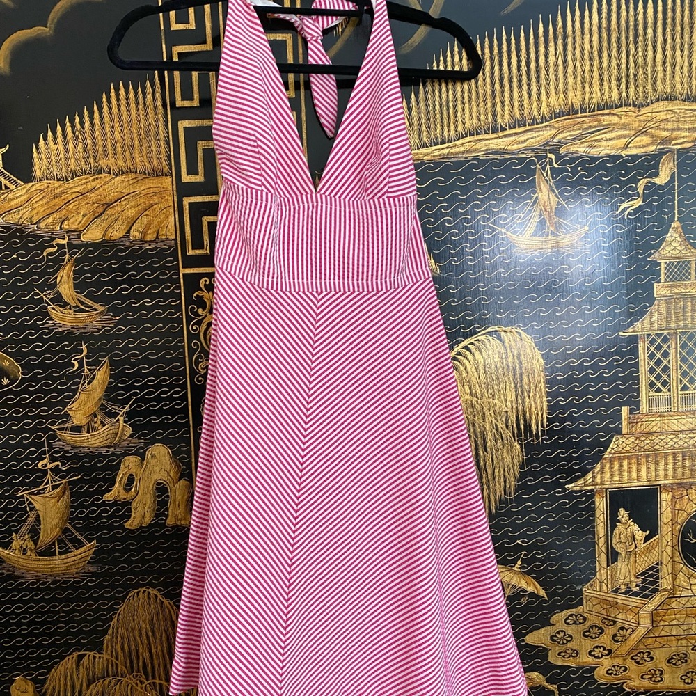 TRINA TURK seersucker halter tie dress size 2